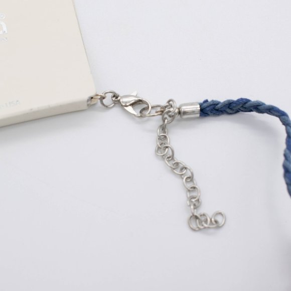 MIA Collection Shell, Blue Braided Thread Adjustable Necklace 14-17" Length - Picture 3 of 3